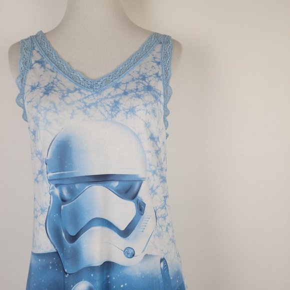 Disney Star Wars Storm Trooper Tie Dye Nightie Nightgown PJs Size Small 4-6 Blue - Picture 4 of 11